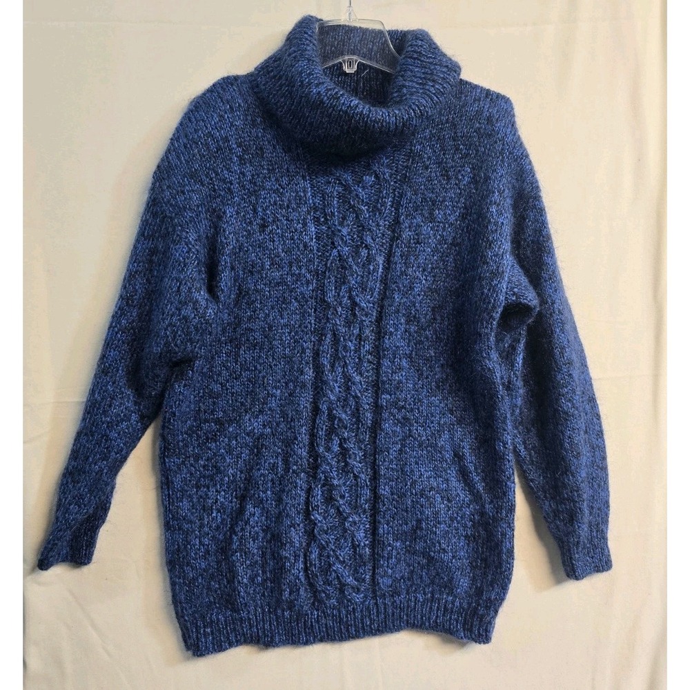 Knit Concepts Women's  Vintage  Mockneck Sweater  Marble Blue Large  Acrylic